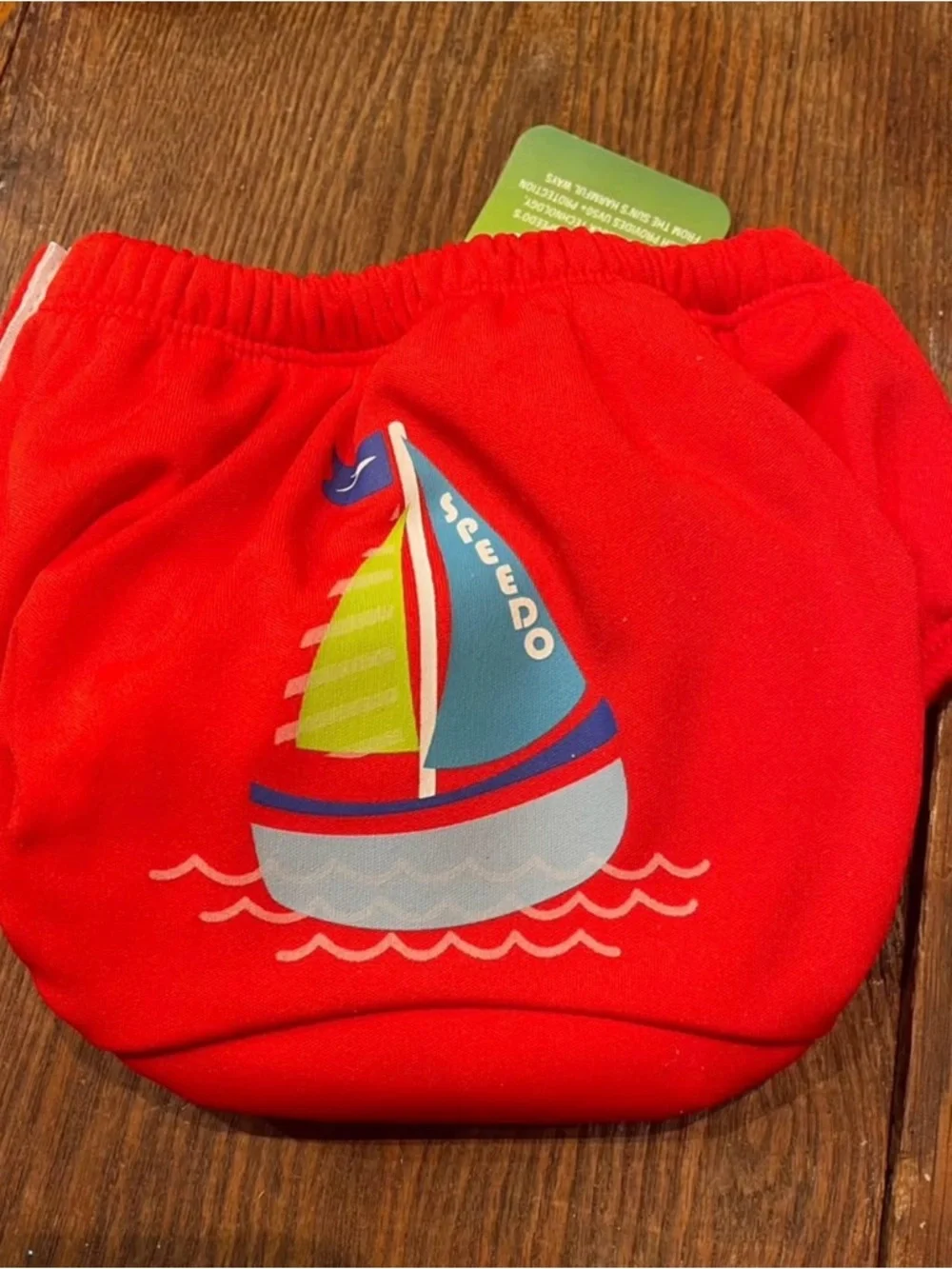 New with Tag SPEEDO Red Kids Swim Diaper with Colorful Sailboat